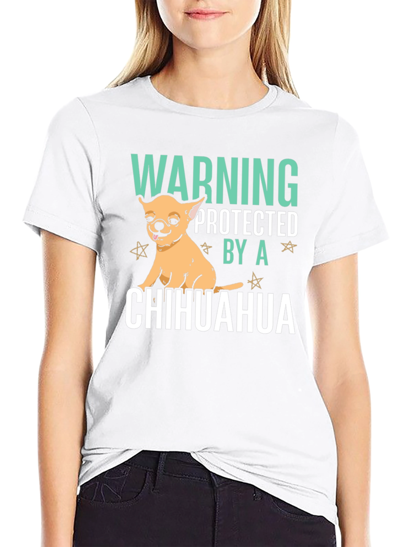 Warning Protected By A Chihuahua Graphic T-Shirt