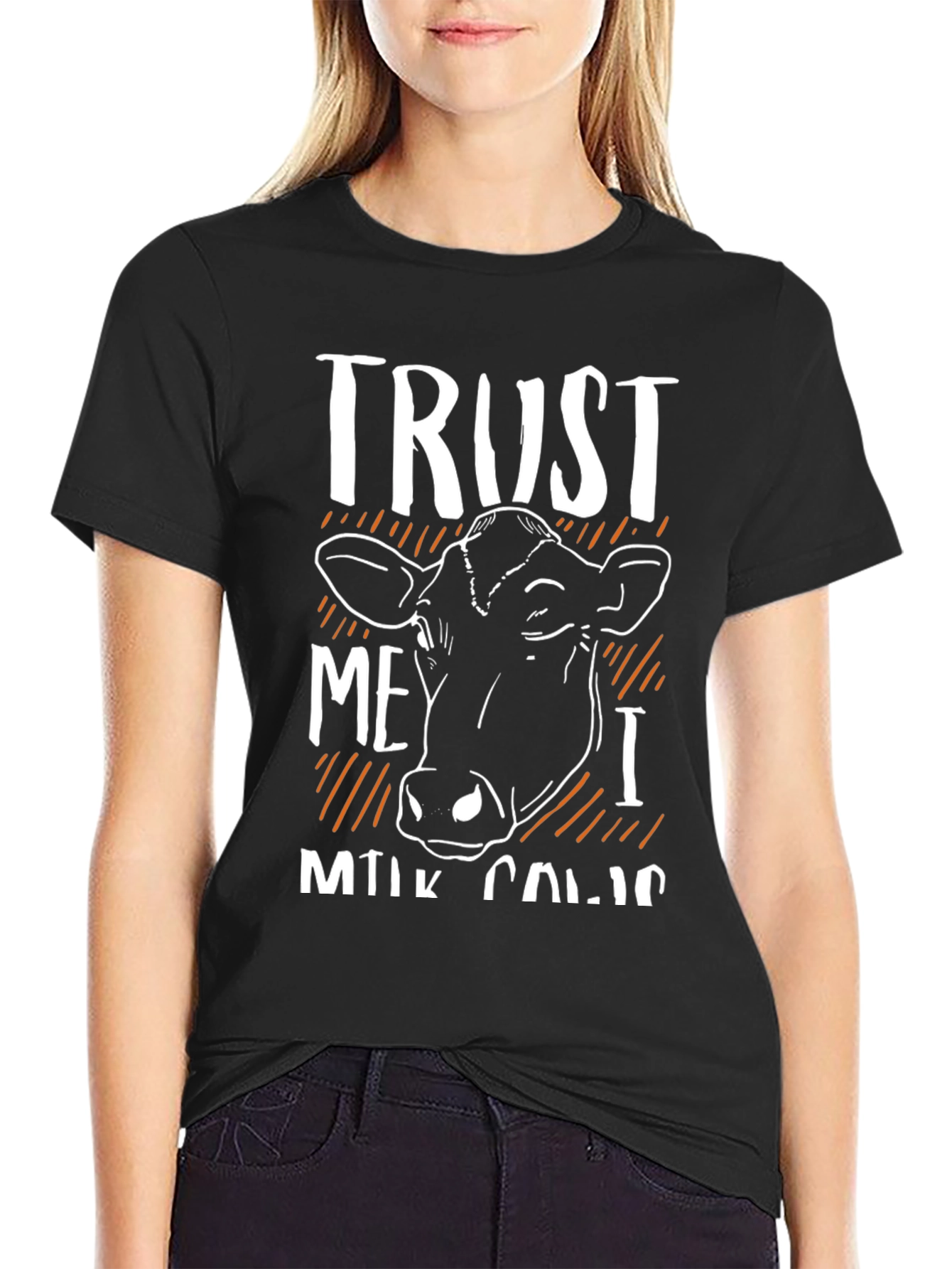 Trust Me I Milk Cows Black T-Shirt