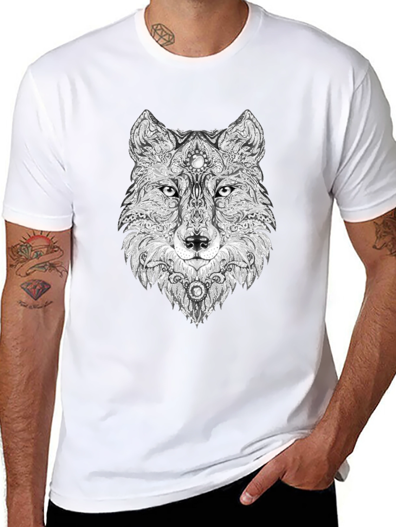 Wolf Graphic Black T-Shirt - Unique Animal Design
