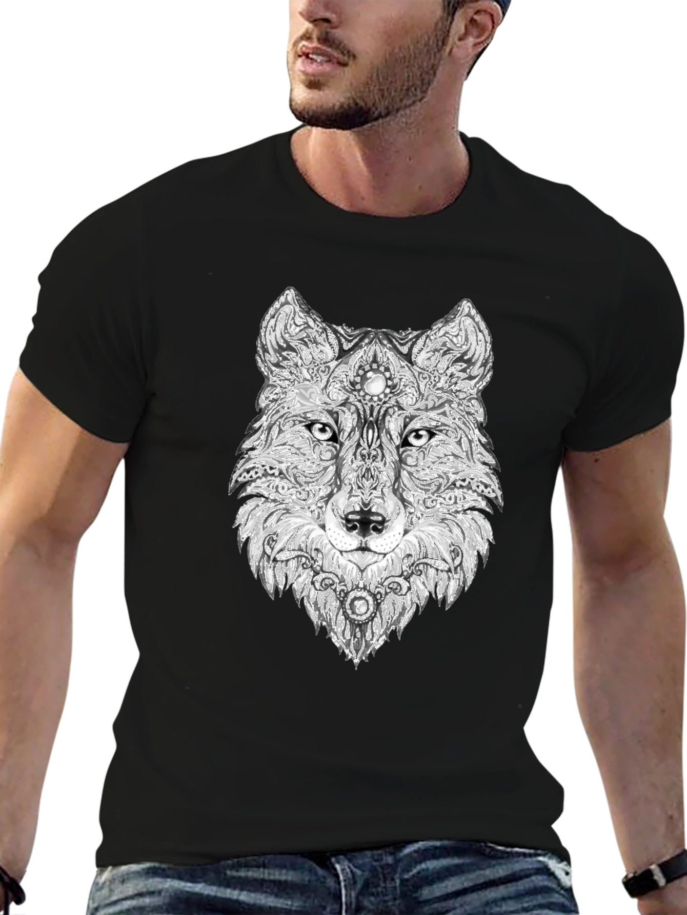 Wolf Graphic Black T-Shirt - Unique Animal Design
