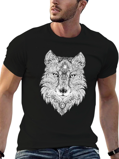 Wolf Graphic Black T-Shirt - Unique Animal Design