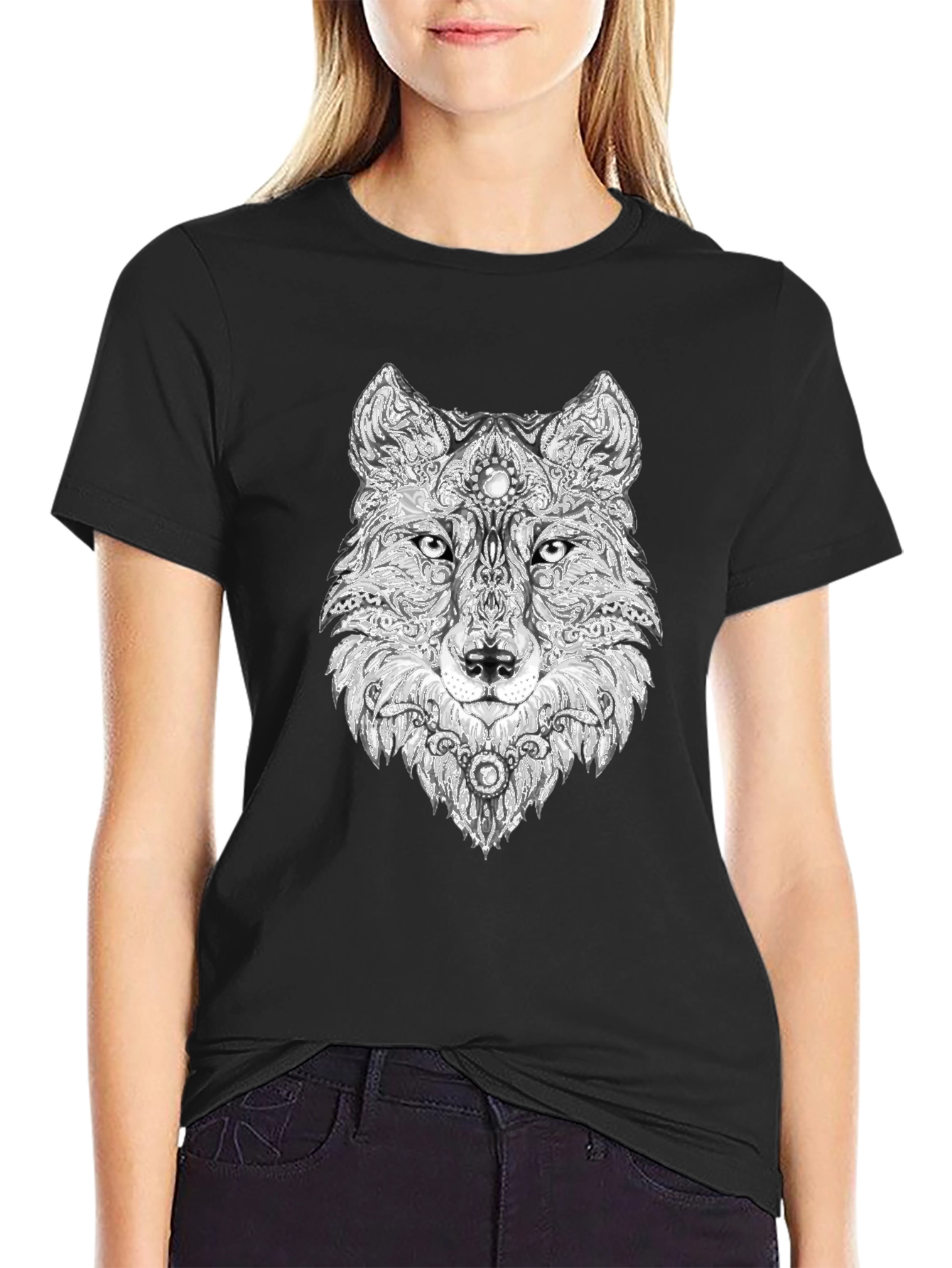 Wolf Graphic Black T-Shirt - Unique Animal Design