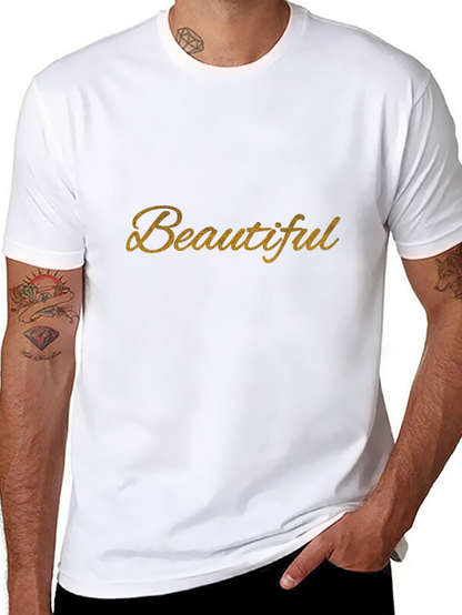 Beautiful Gold Script Black T-Shirt