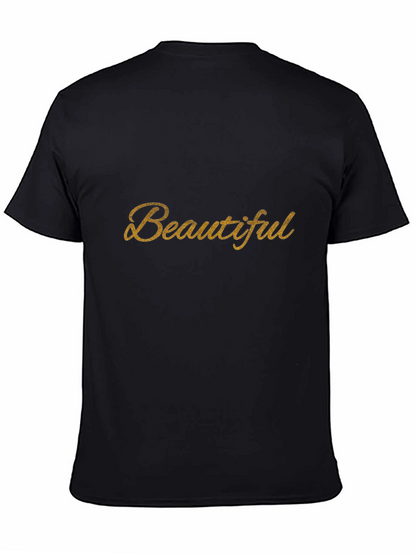 Beautiful Gold Script Black T-Shirt