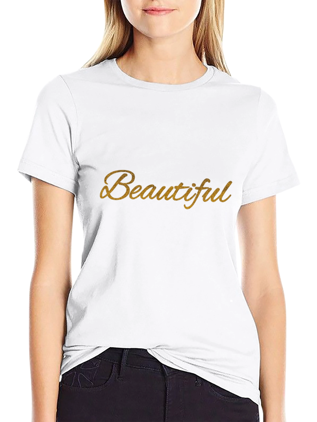 Beautiful Gold Script Black T-Shirt