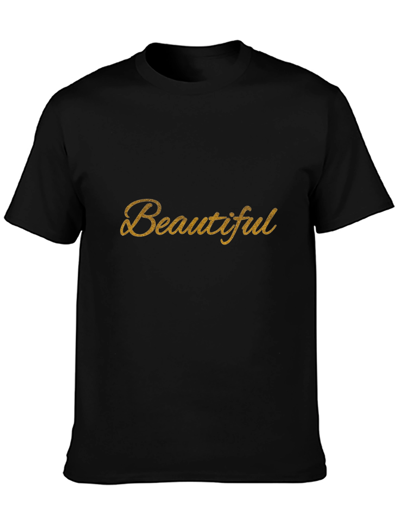 Beautiful Gold Script Black T-Shirt