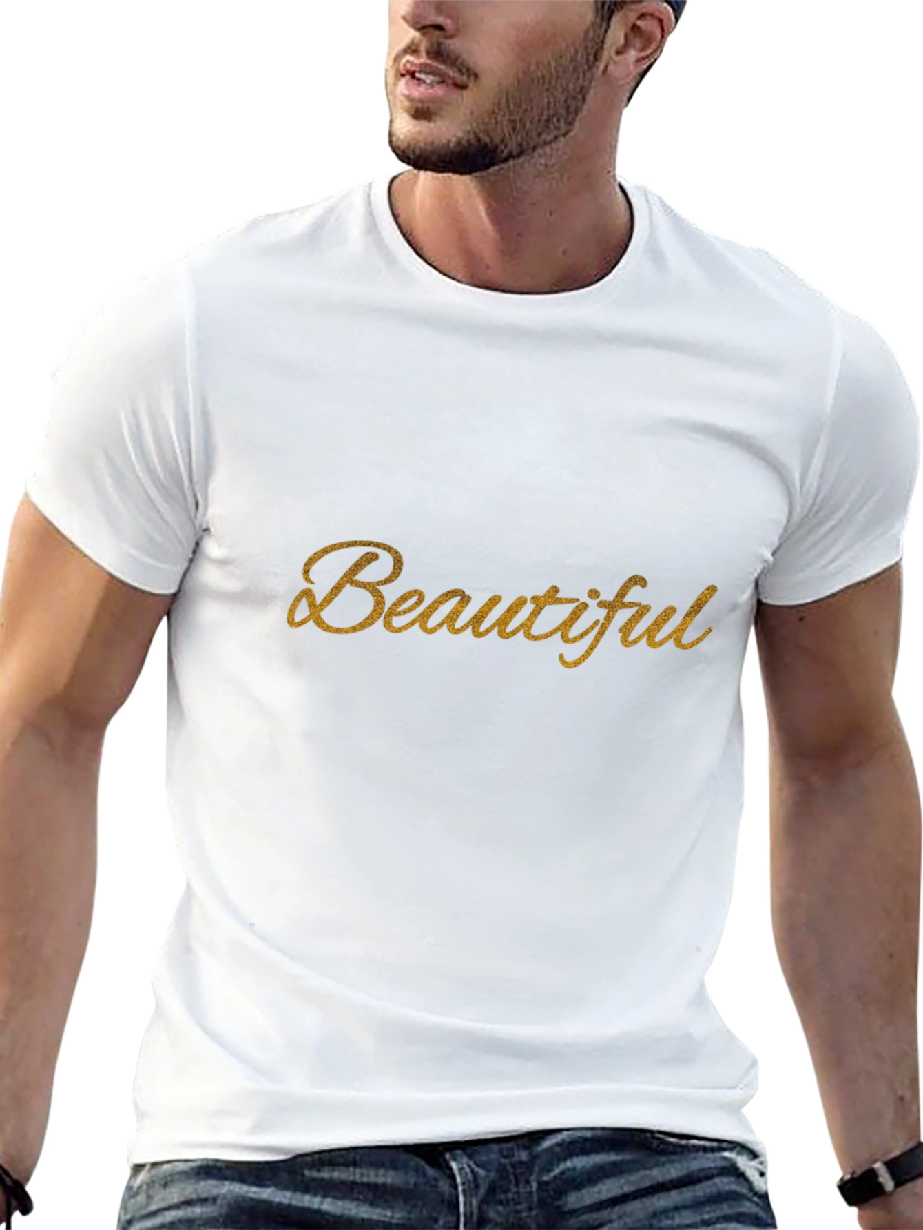 Beautiful Gold Script Black T-Shirt