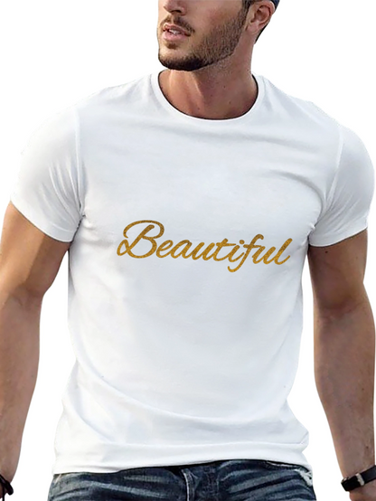 Beautiful Gold Script Black T-Shirt