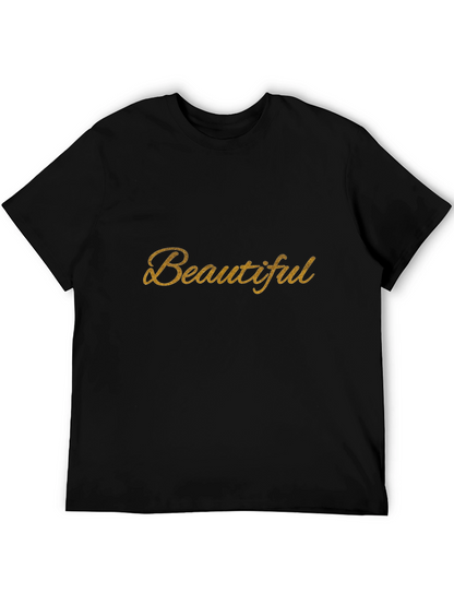 Beautiful Gold Script Black T-Shirt