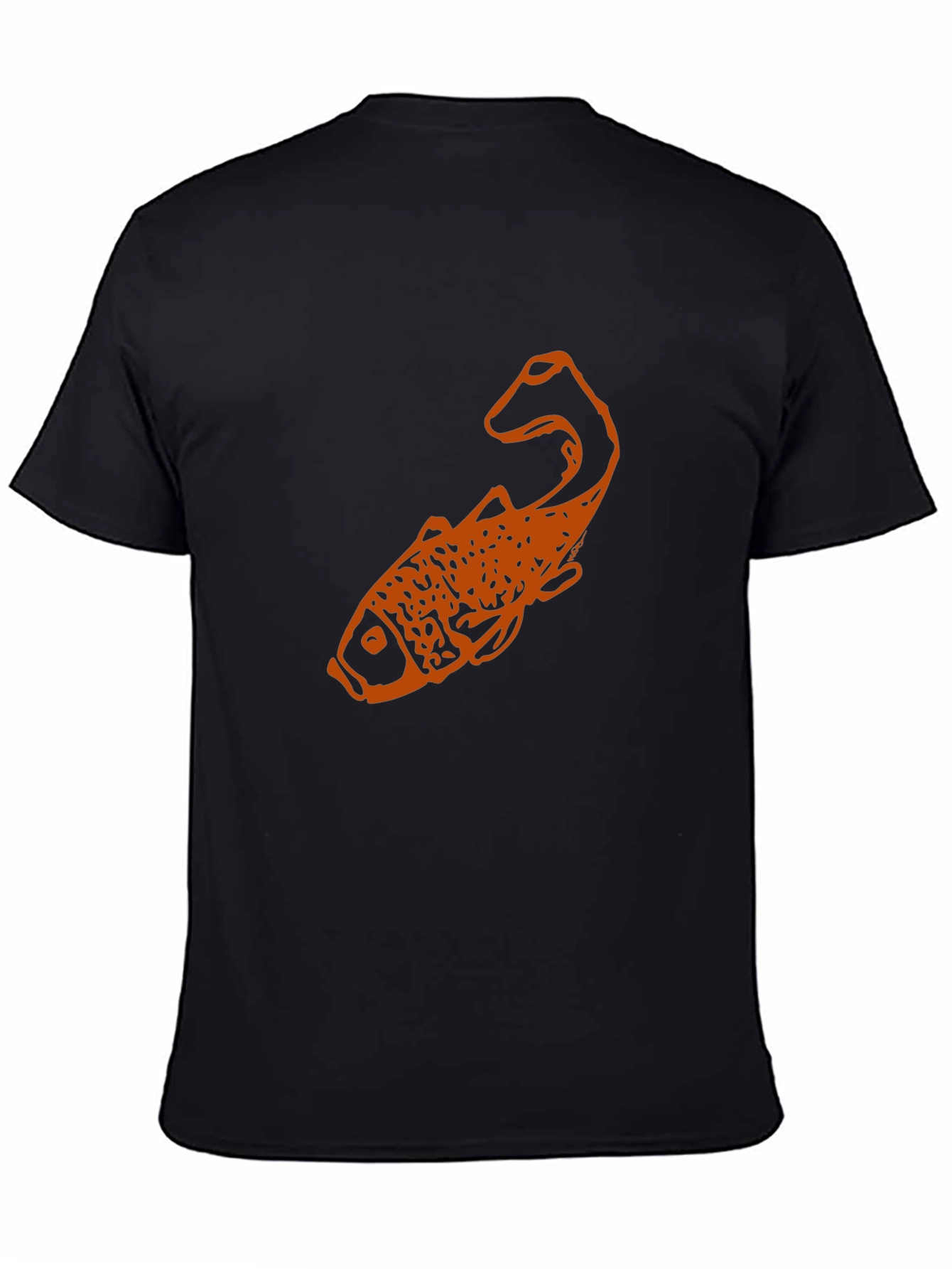 Black T-Shirt with Orange Fish Graphic