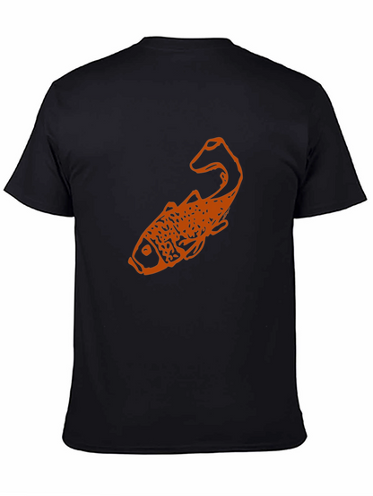 Black T-Shirt with Orange Fish Graphic