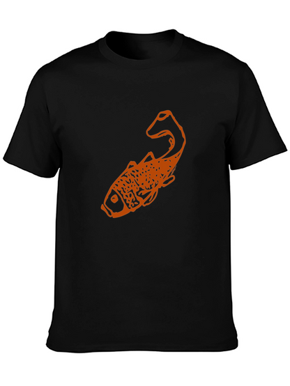 Black T-Shirt with Orange Fish Graphic