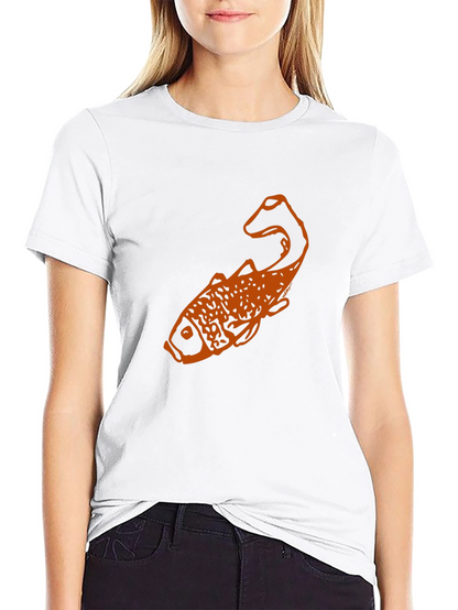Black T-Shirt with Orange Fish Graphic