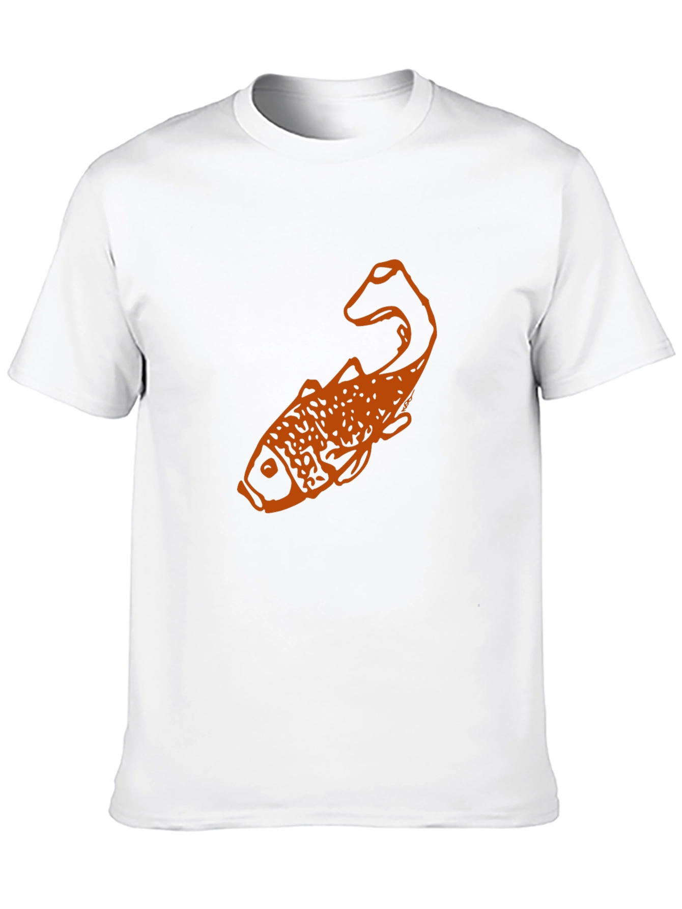 Black T-Shirt with Orange Fish Graphic