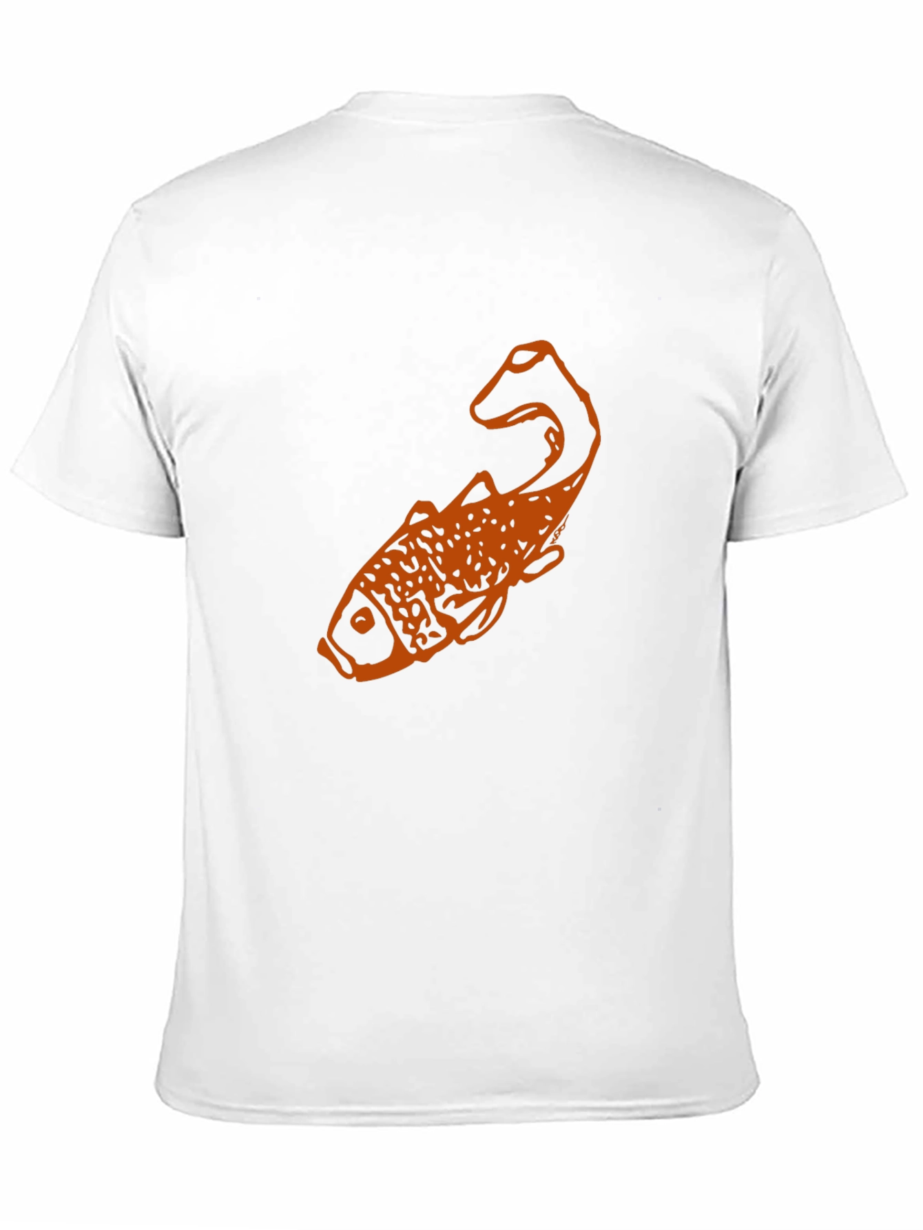 Black T-Shirt with Orange Fish Graphic
