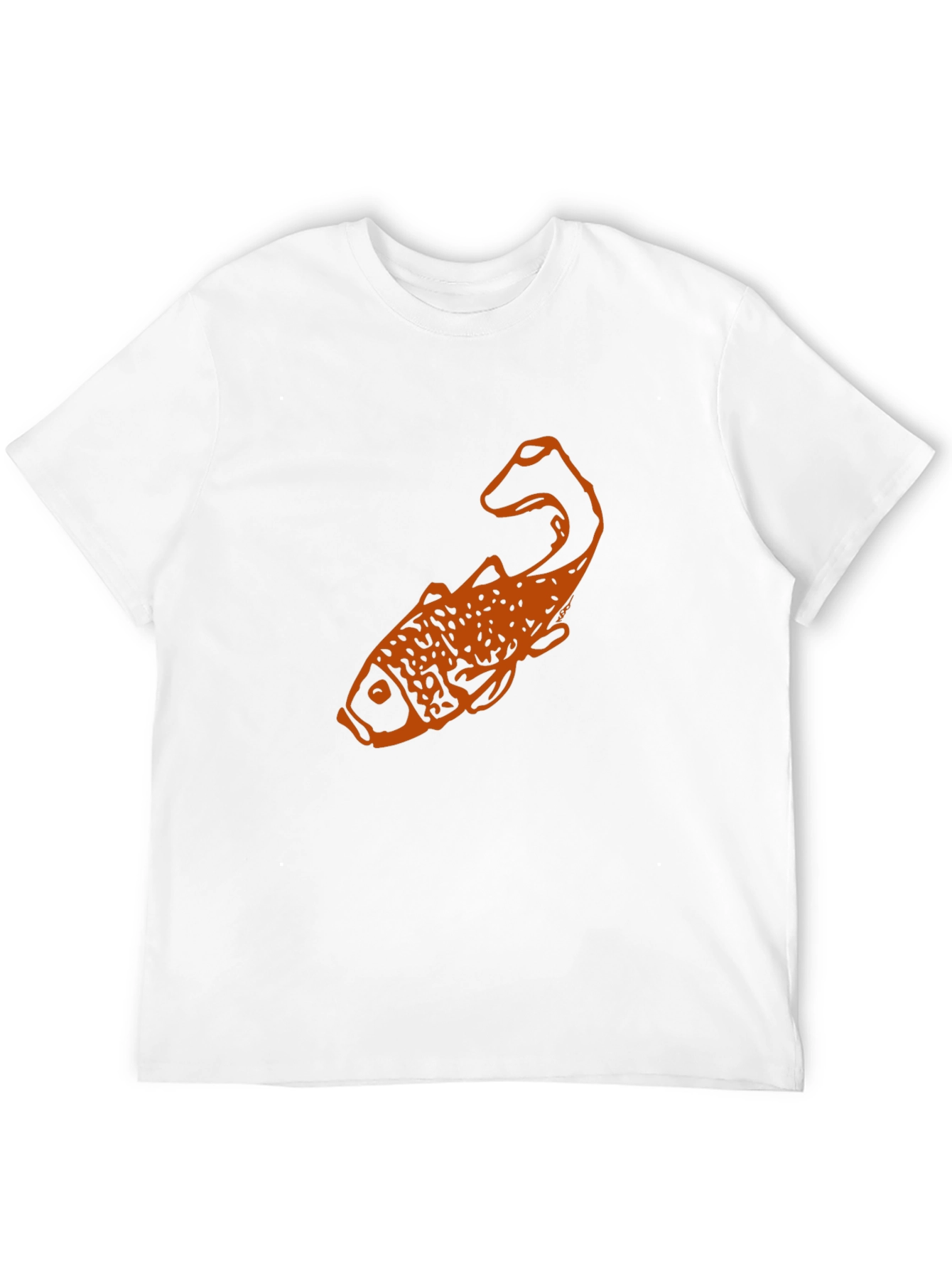 Black T-Shirt with Orange Fish Graphic