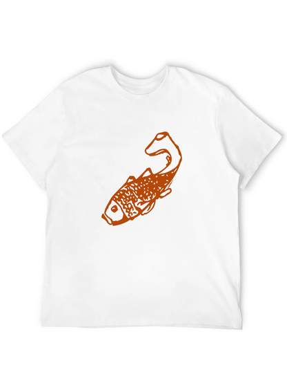 Black T-Shirt with Orange Fish Graphic