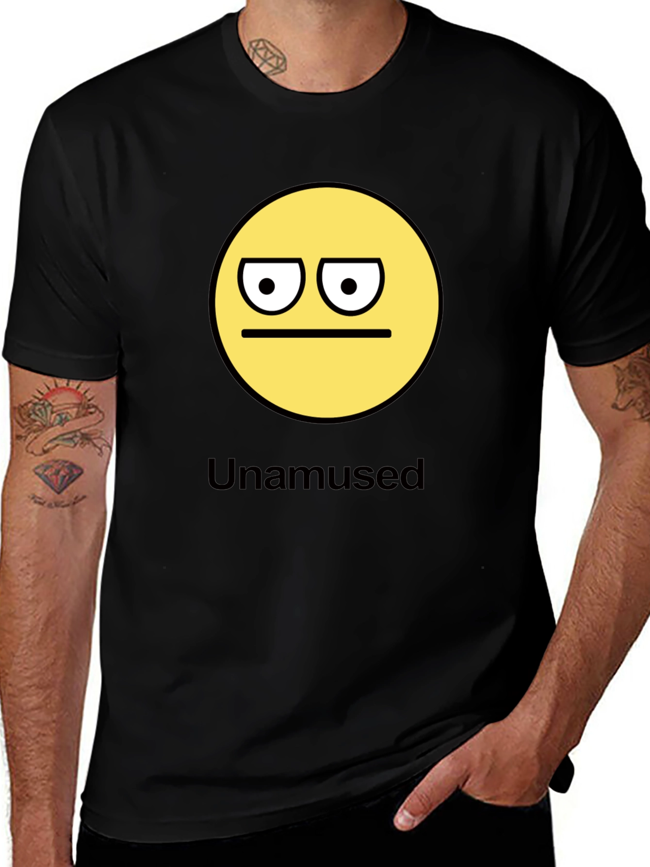 Unamused Emoji Graphic Black T-Shirt