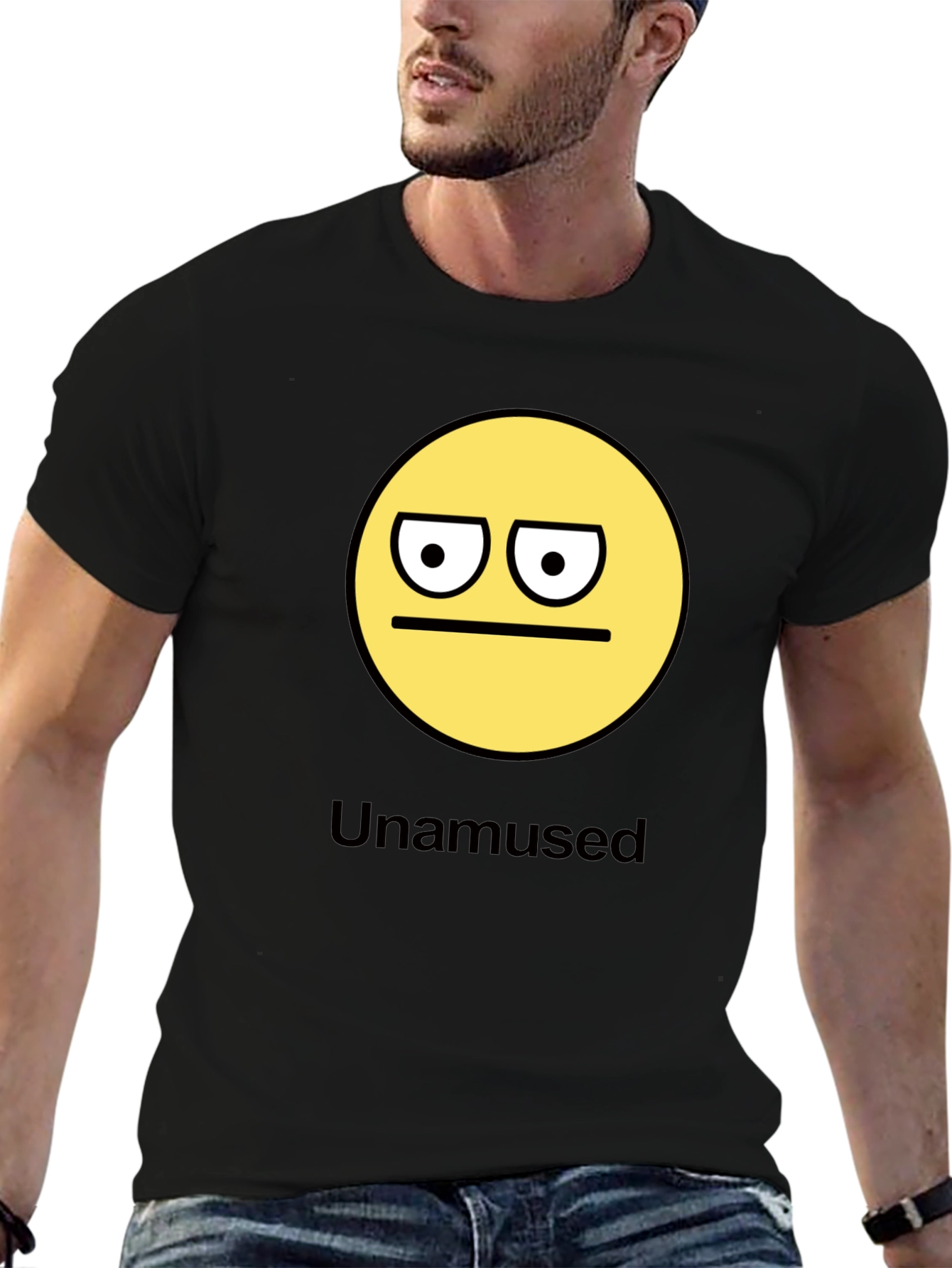 Unamused Emoji Graphic Black T-Shirt