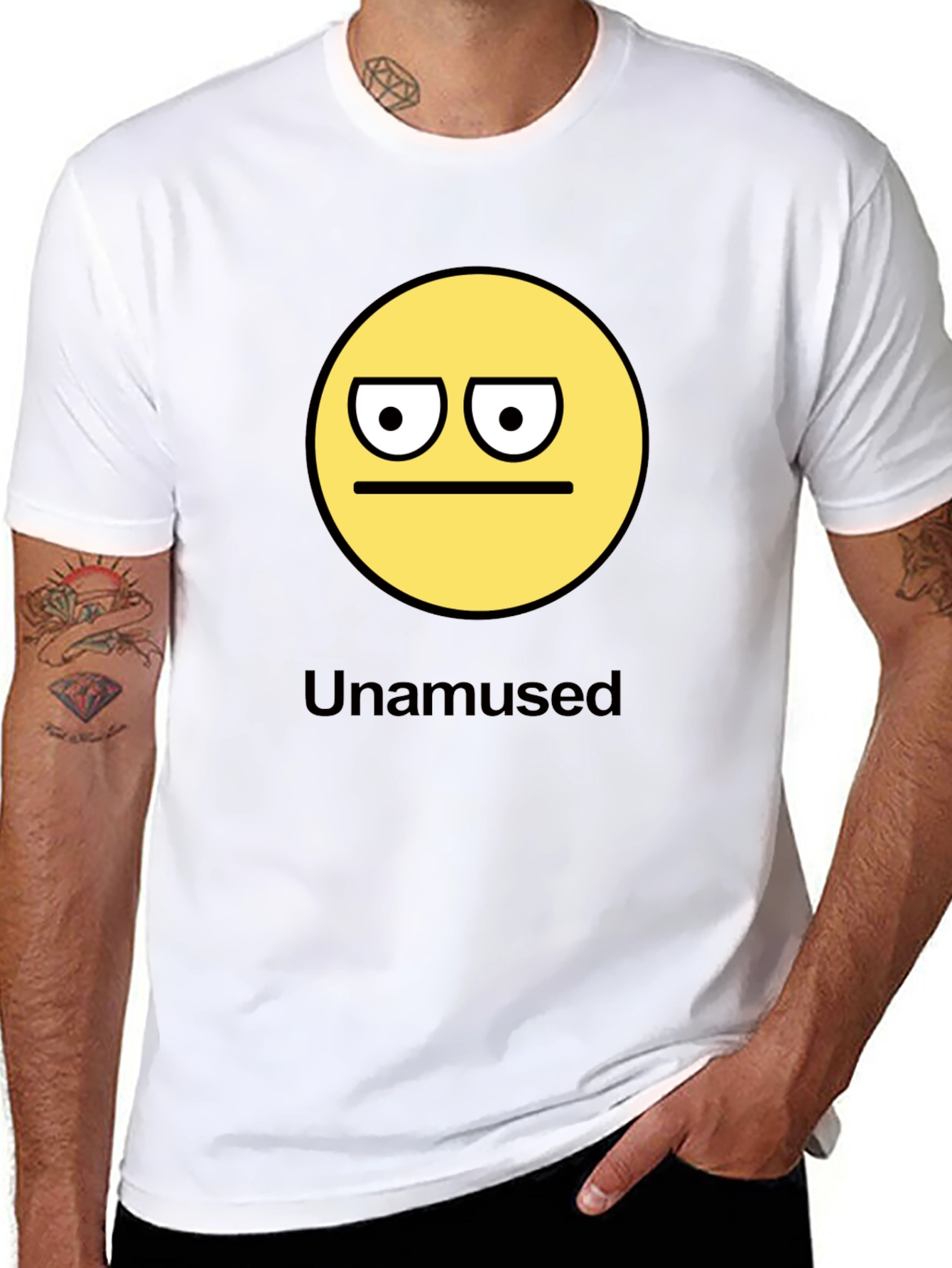 Unamused Emoji Graphic Black T-Shirt