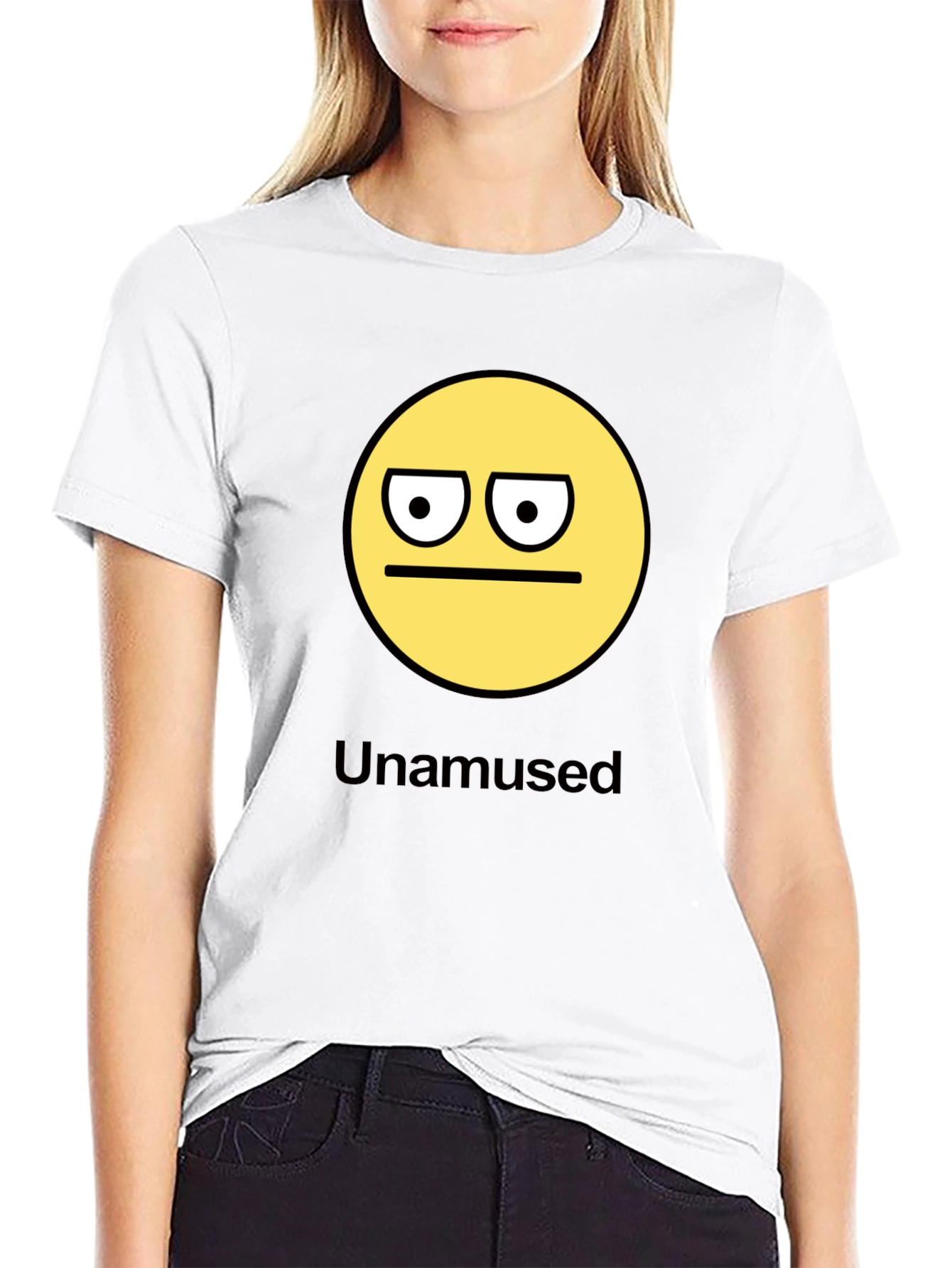 Unamused Emoji Graphic Black T-Shirt