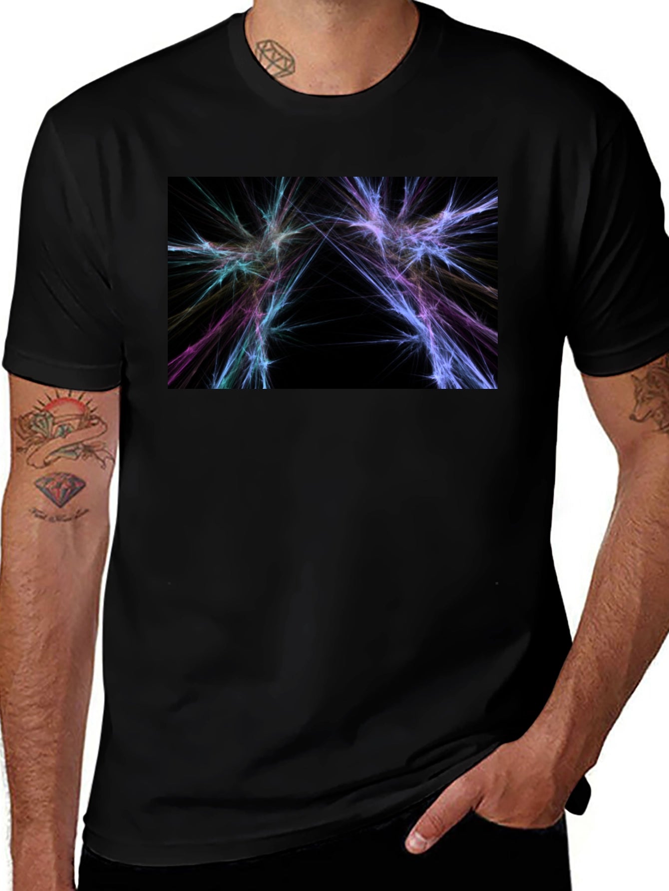 Abstract Lightning Graphic Black T-Shirt