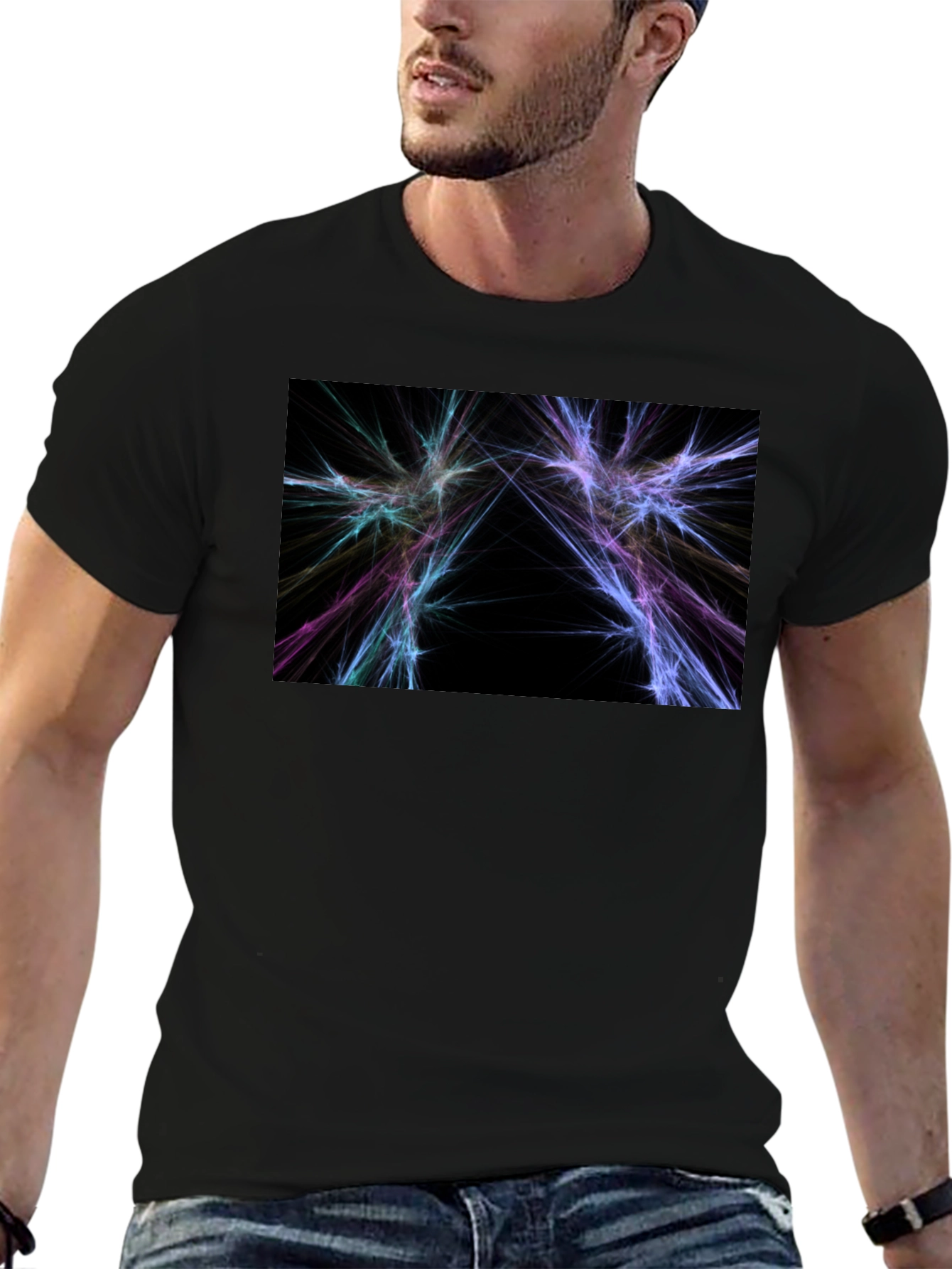 Abstract Lightning Graphic Black T-Shirt