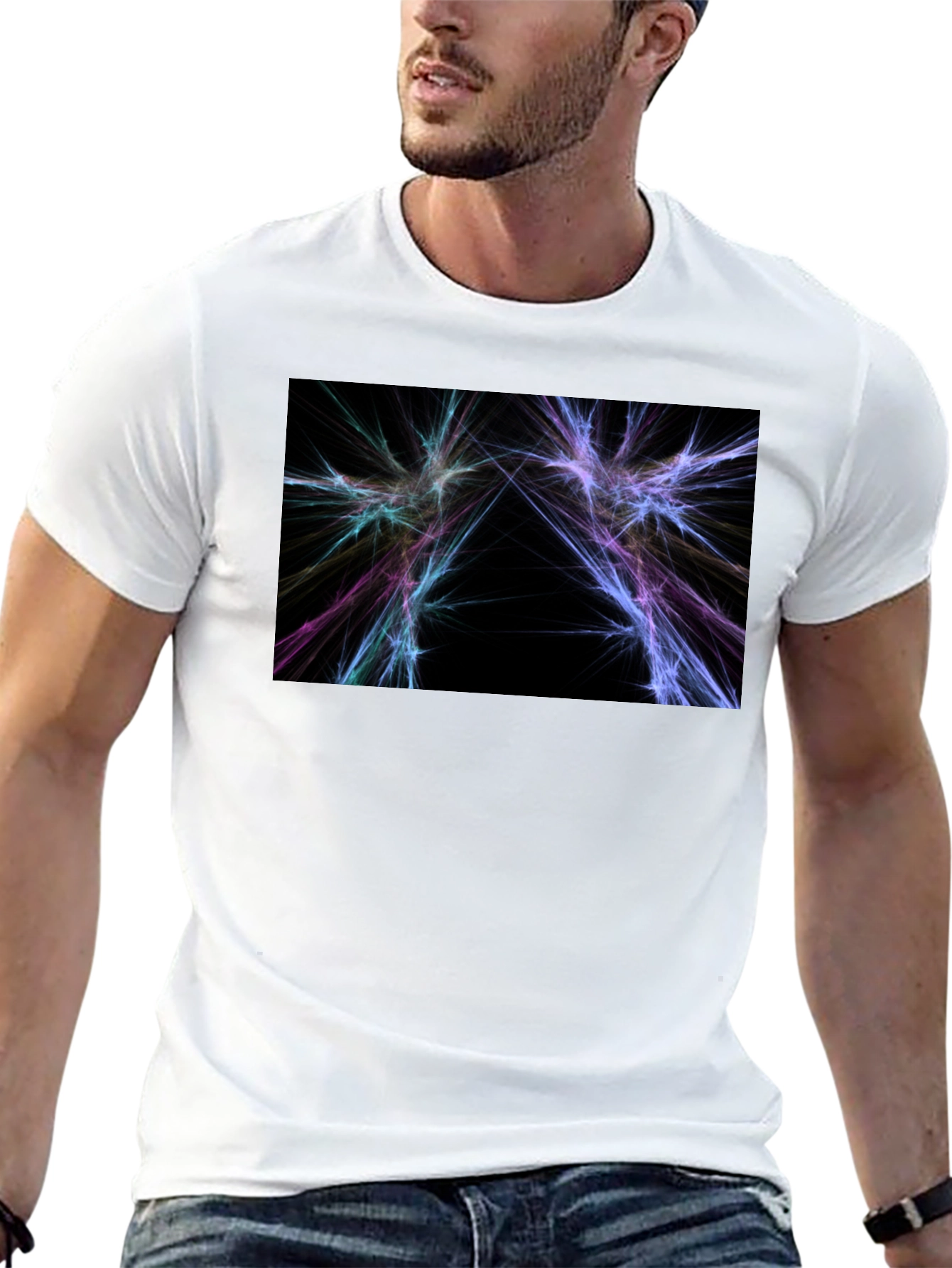 Abstract Lightning Graphic Black T-Shirt
