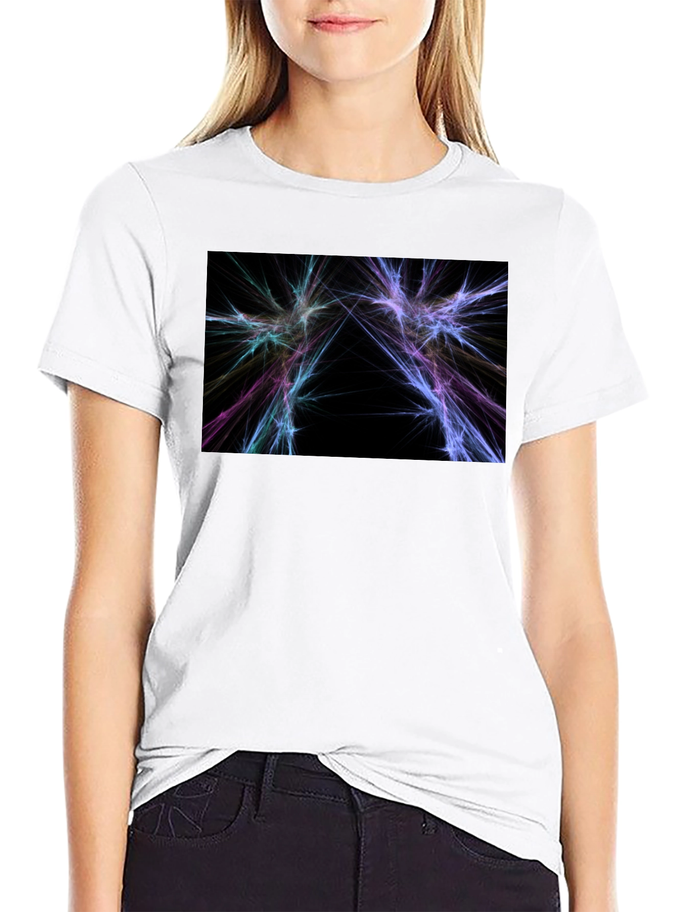 Abstract Lightning Graphic Black T-Shirt