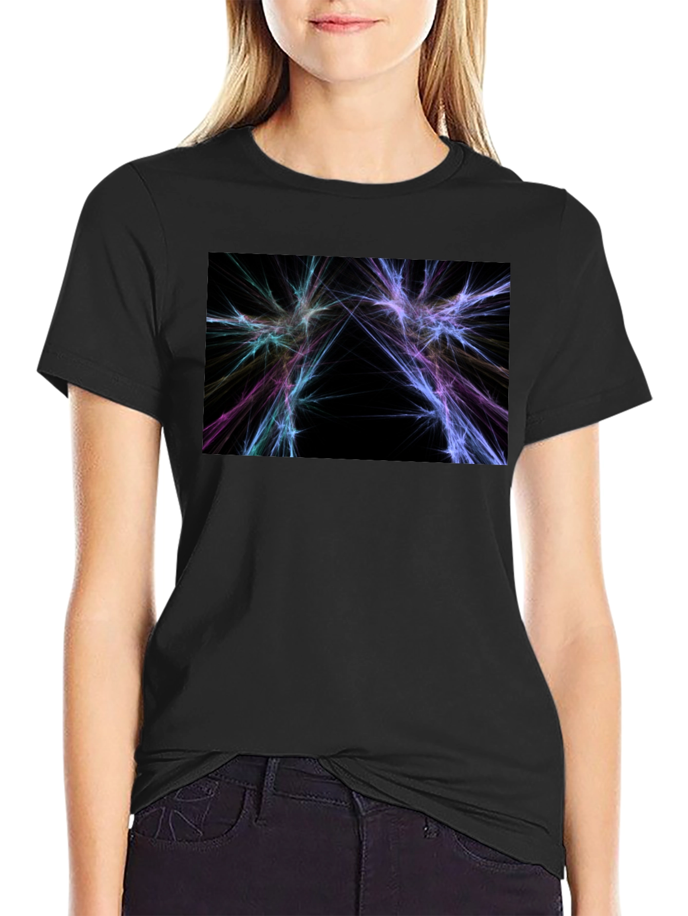 Abstract Lightning Graphic Black T-Shirt