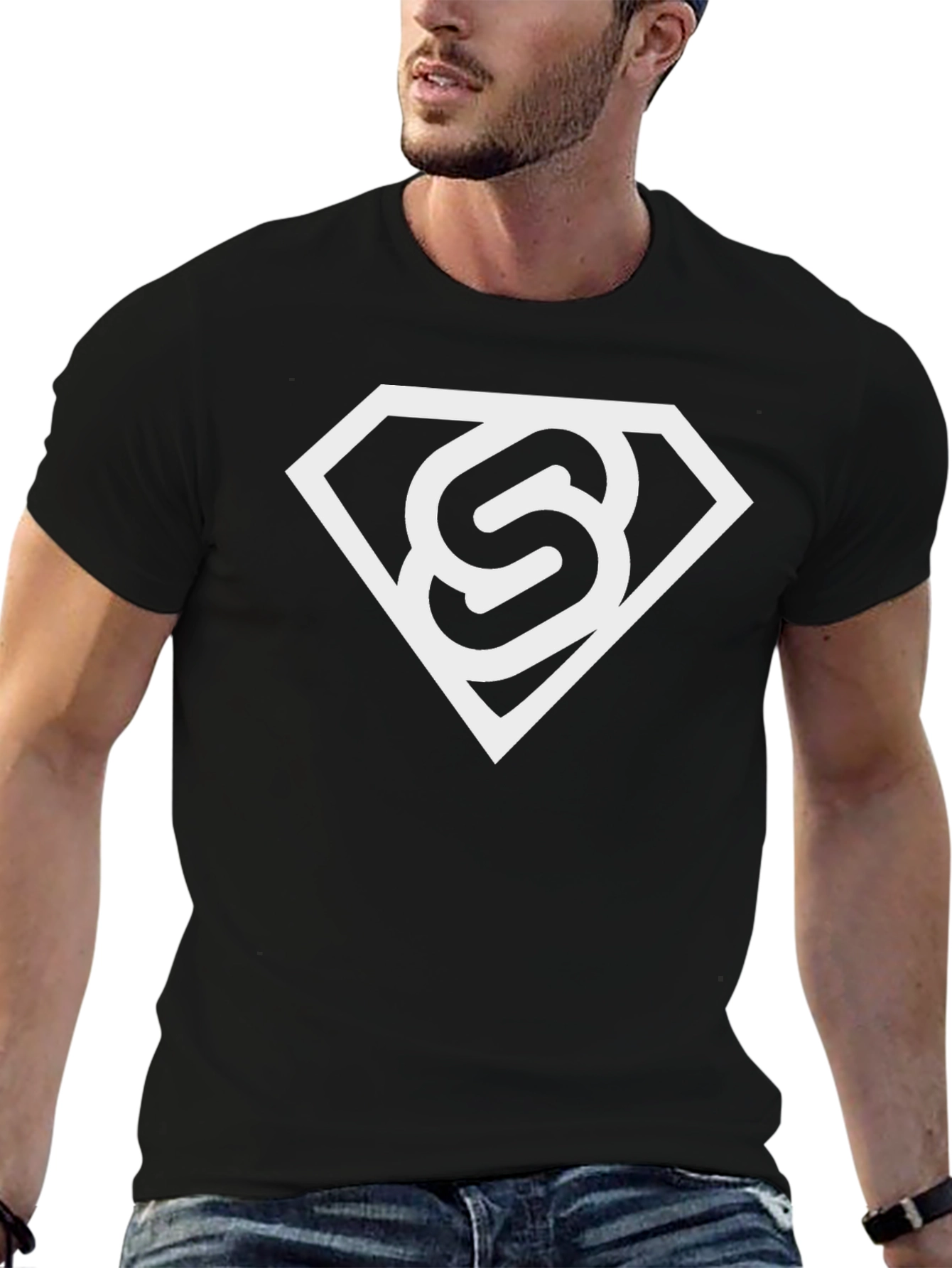 Stylish Black T-Shirt with White S Logo