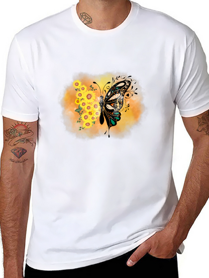 Sunflower Butterfly Graphic Tee - Stylish Comfort