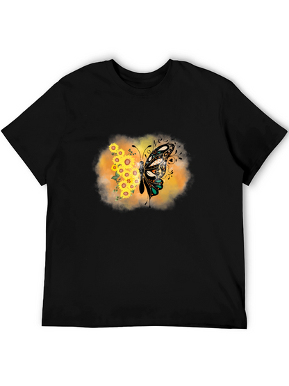 Sunflower Butterfly Graphic Tee - Stylish Comfort