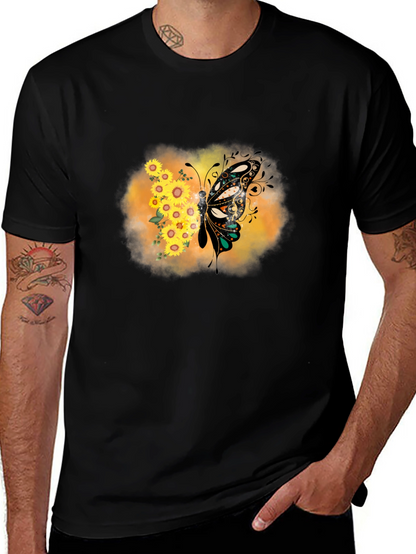 Sunflower Butterfly Graphic Tee - Stylish Comfort