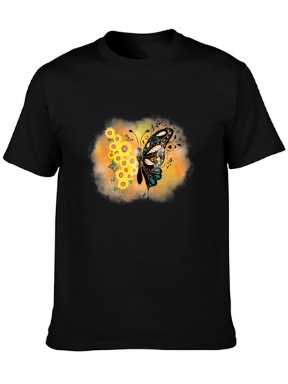 Sunflower Butterfly Graphic Tee - Stylish Comfort