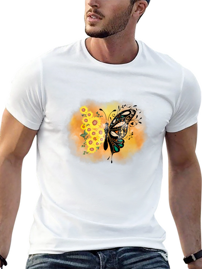 Sunflower Butterfly Graphic Tee - Stylish Comfort
