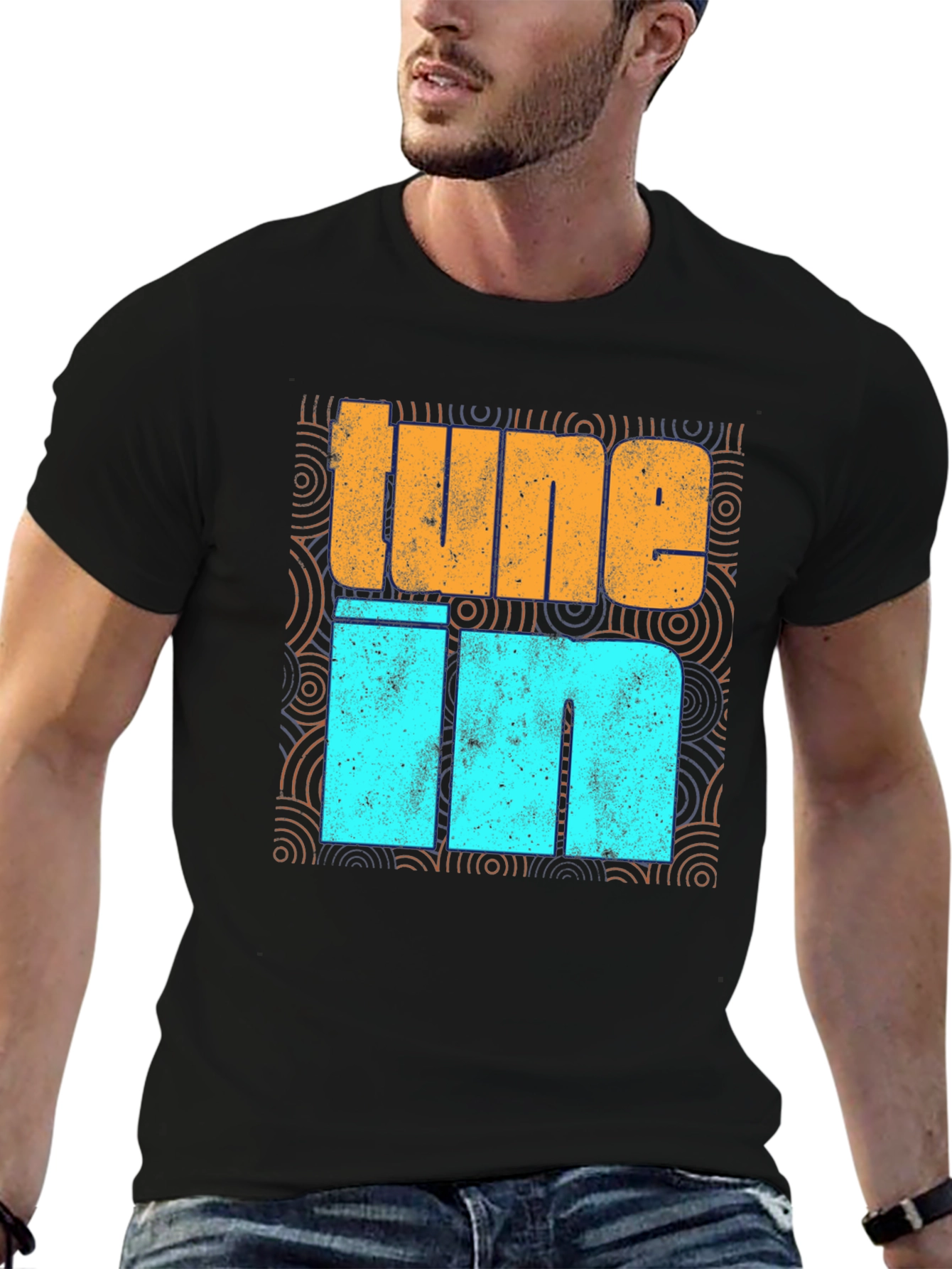 Tune In Graphic Print Crew Neck T-Shirt