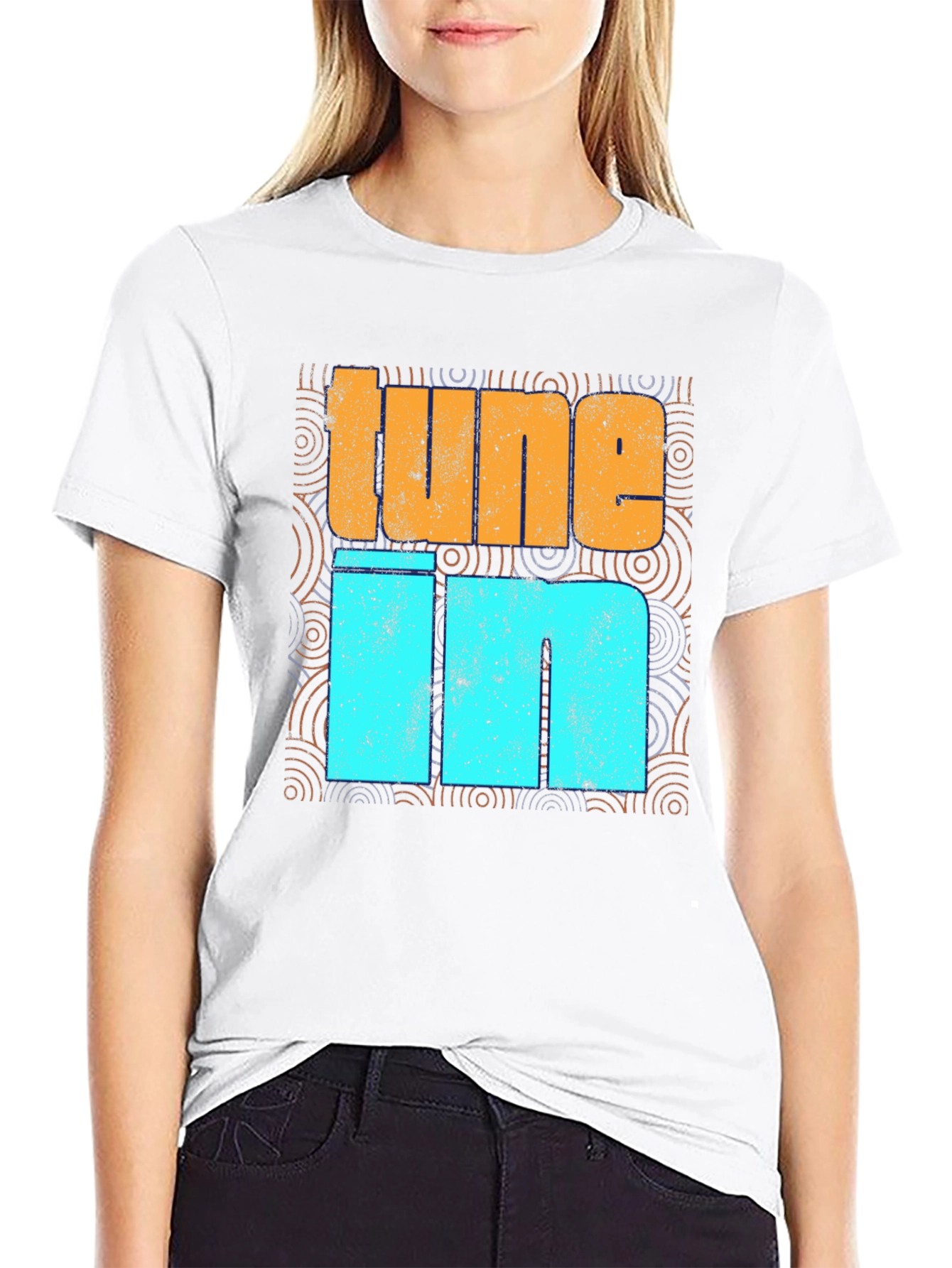 Tune In Graphic Print Crew Neck T-Shirt