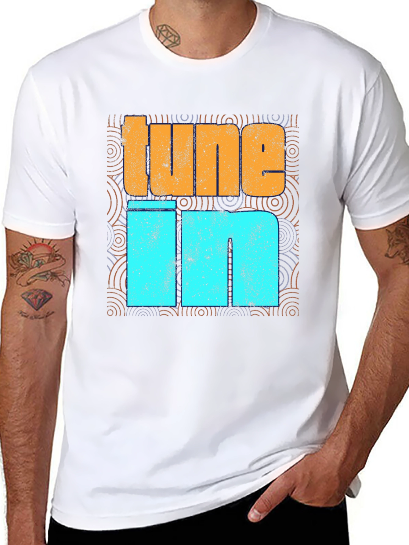 Tune In Graphic Print Crew Neck T-Shirt