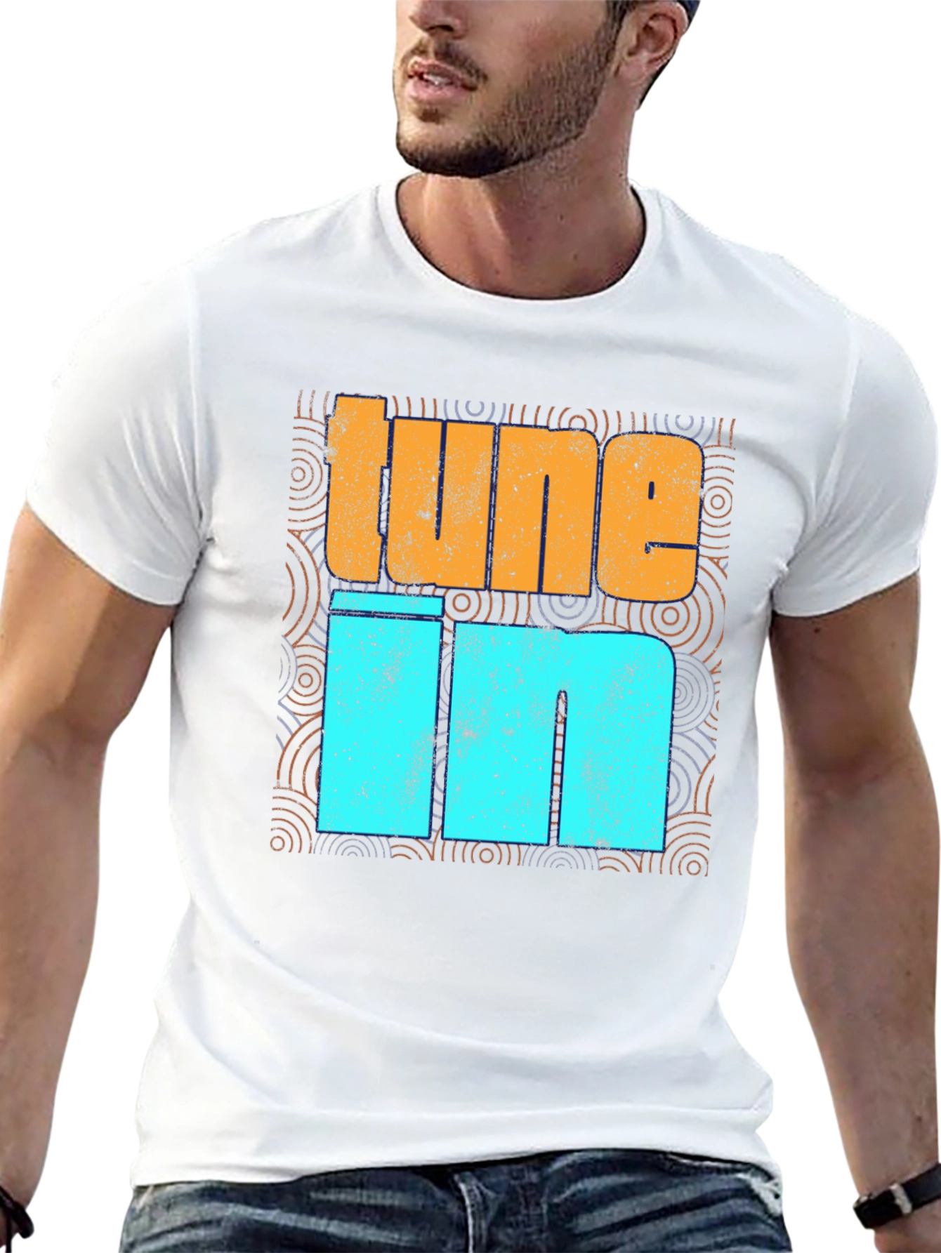 Tune In Graphic Print Crew Neck T-Shirt