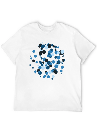 Abstract Blue Circle Pattern Black T-Shirt