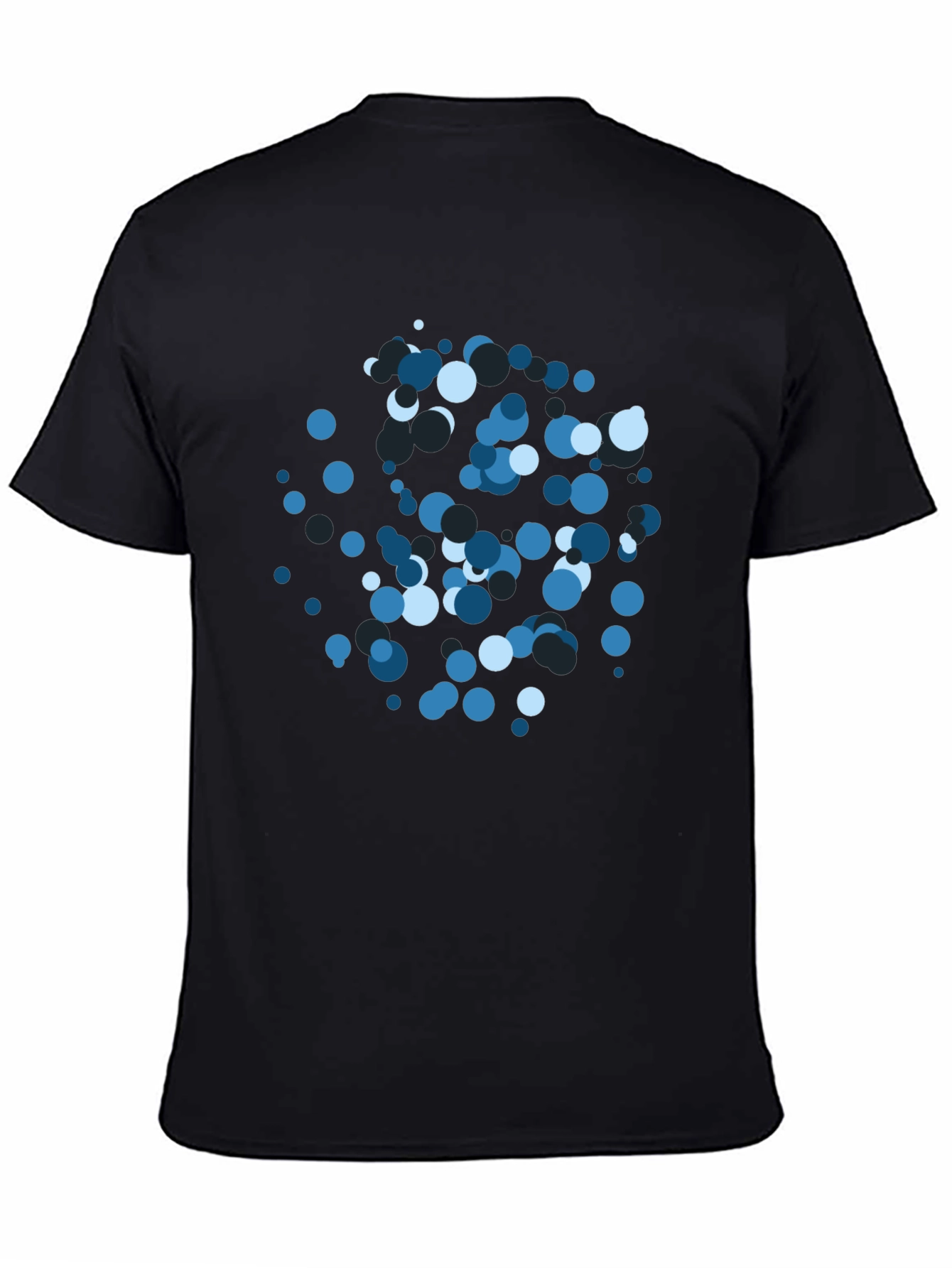 Abstract Blue Circle Pattern Black T-Shirt