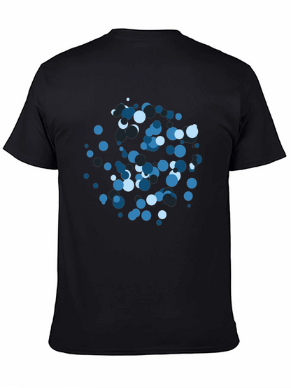 Abstract Blue Circle Pattern Black T-Shirt