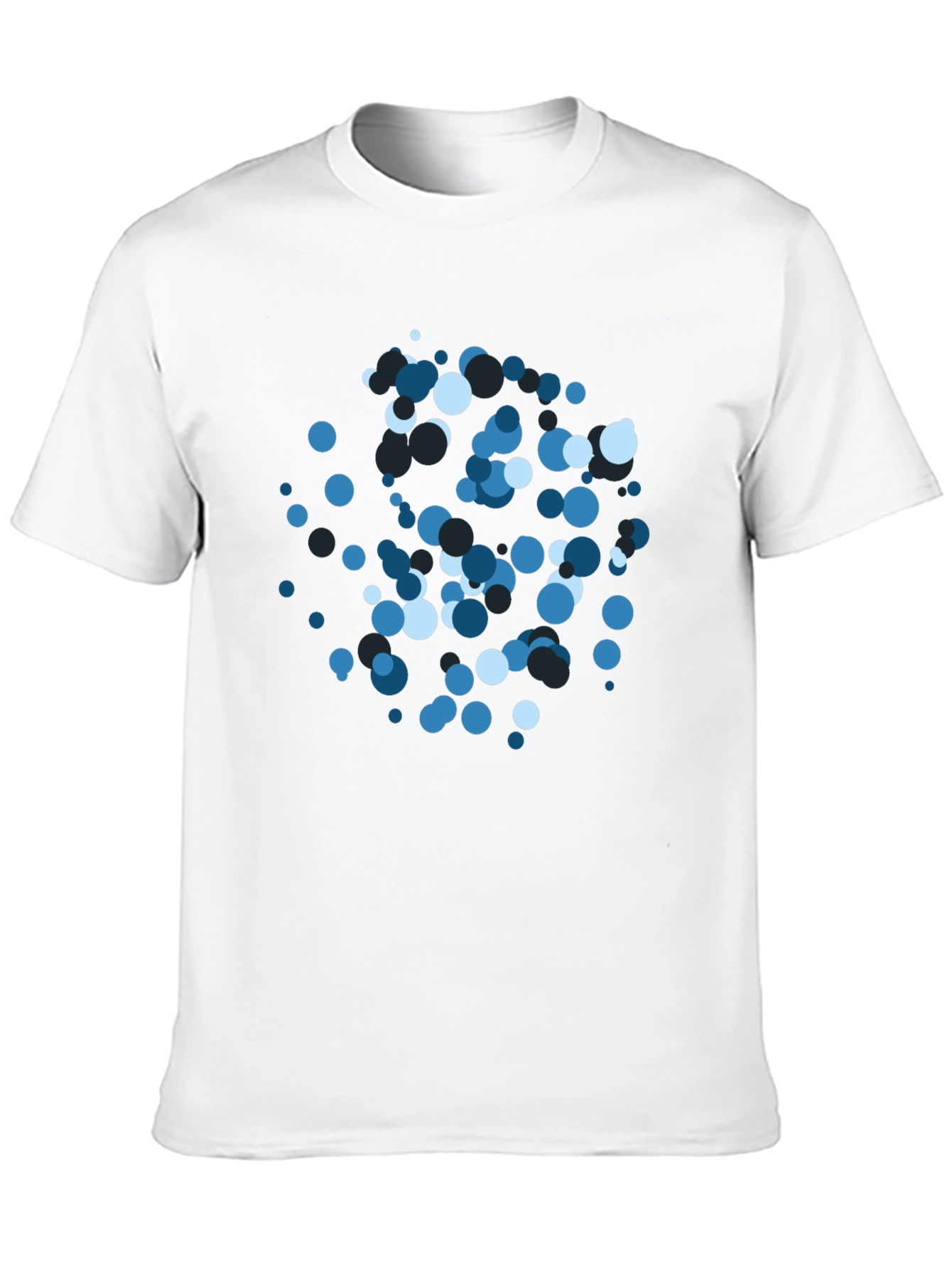 Abstract Blue Circle Pattern Black T-Shirt