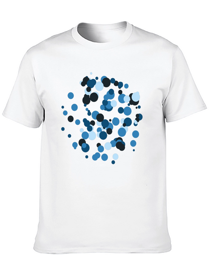 Abstract Blue Circle Pattern Black T-Shirt