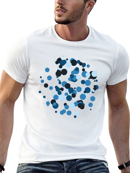 Abstract Blue Circle Pattern Black T-Shirt