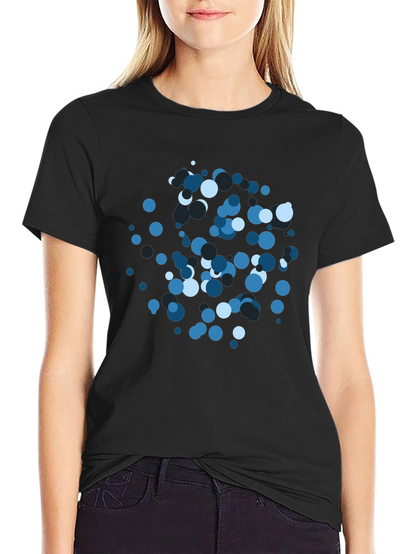 Abstract Blue Circle Pattern Black T-Shirt