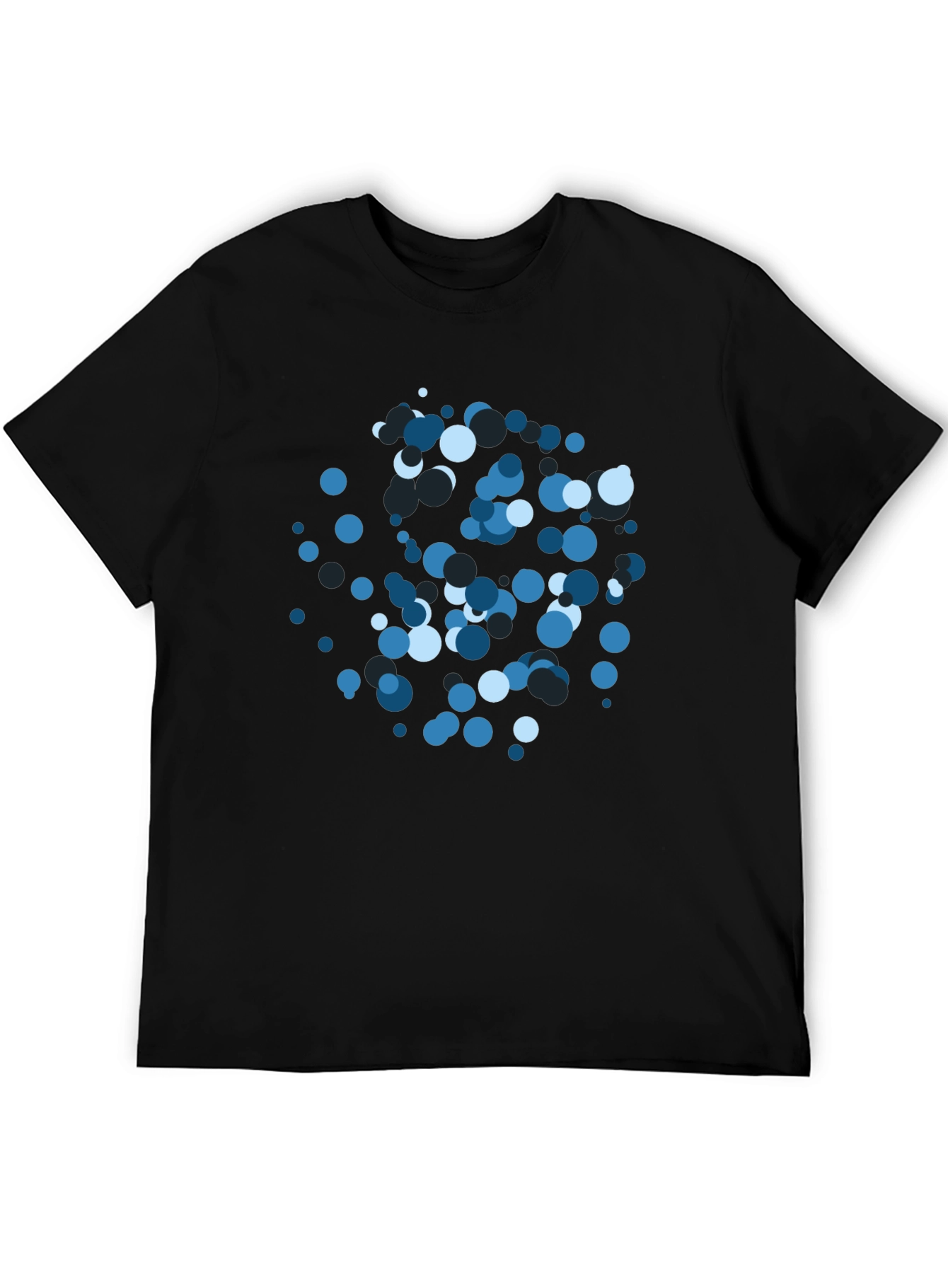 Abstract Blue Circle Pattern Black T-Shirt