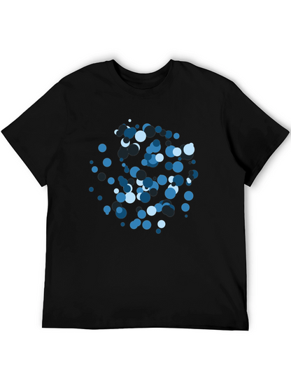 Abstract Blue Circle Pattern Black T-Shirt