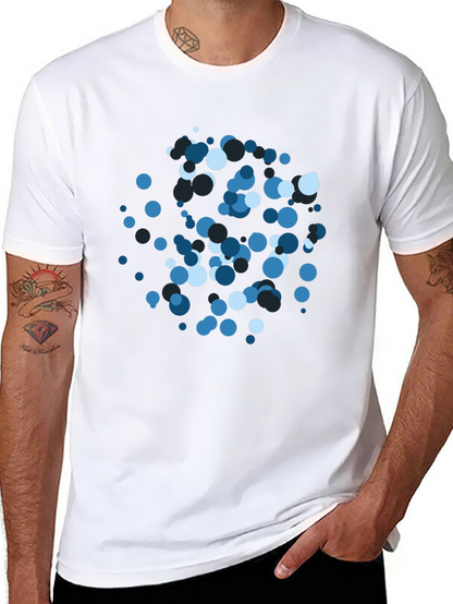 Abstract Blue Circle Pattern Black T-Shirt